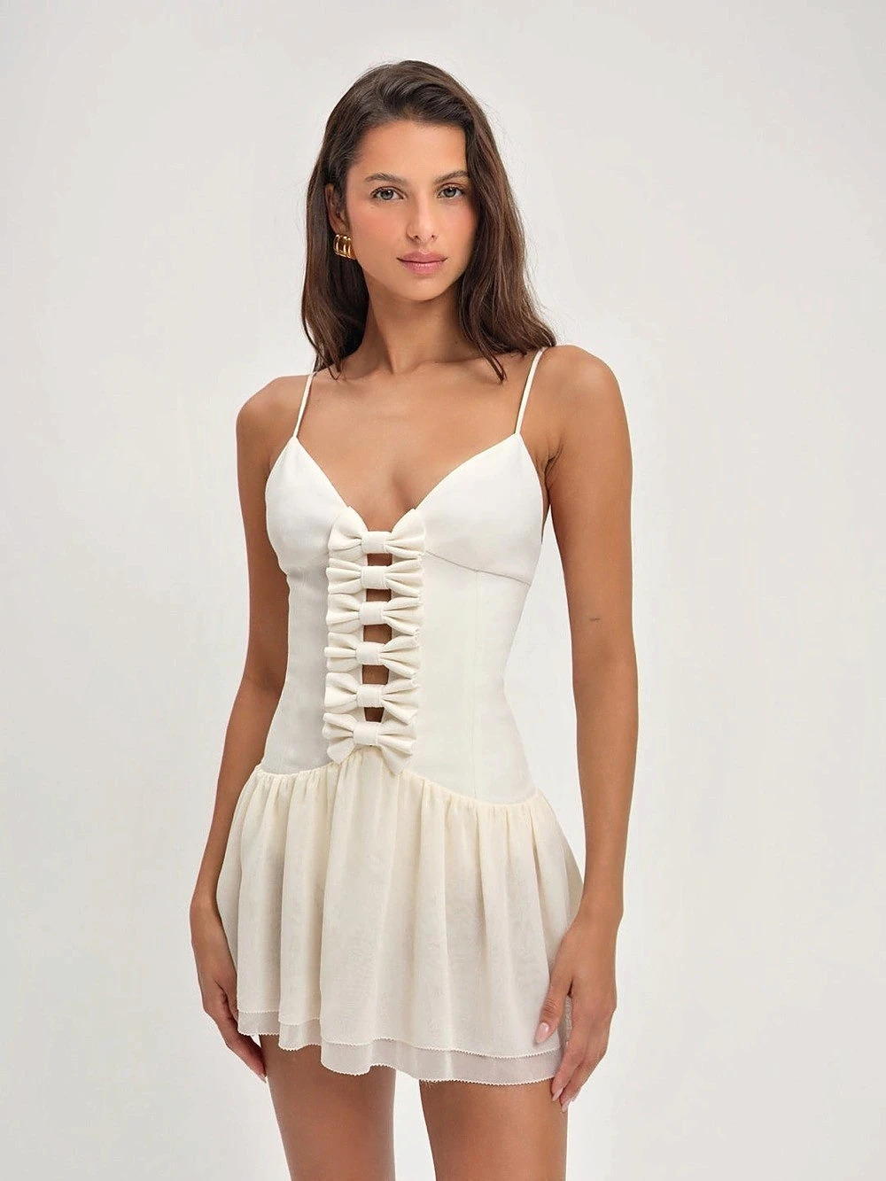 $289 NWT For Love & Lemons “Josie” Micro Mini Dress in Cream Sz Small